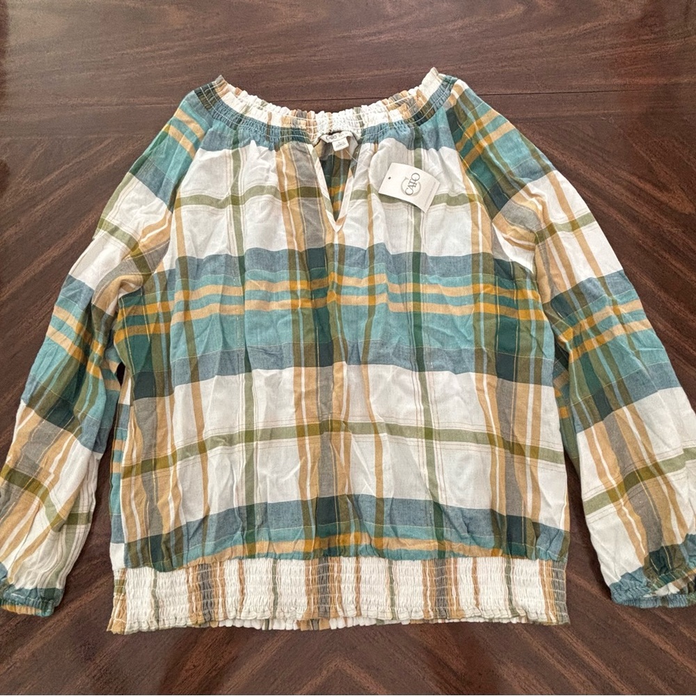 Cato Green and Blue Blouse Classic Plaid Design New with tags!